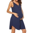 thumbnail image 3 of JustVH Women Pregnant Summer Sleeveless Button Down Maternity Loose Slip Dress, 3 of 5
