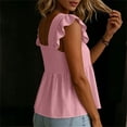 thumbnail image 4 of BADHUB Women's Casual Summer Fashion Square Neck Tank Tops Ruffle Strap Sleeveless Flowy Blouse Chiffon Top Shirts Pink M, 4 of 7