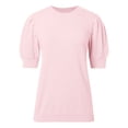 thumbnail image 4 of QHFBli Womens Puff Short Sleeve Sweater Tops Crewneck Basic Knit Pullover Lightweight Solid Casual Sweaters Blouse, 4 of 5