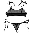 thumbnail image 2 of TiaoBug Ensemble Bikini Transparent pour Femmes Soutien-Gorge Micro à Nouer avec String Noir Taille Unique, 2 of 6