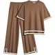 thumbnail image 3 of Ekouaer Lounge Sets for Women 2 Piece Outfits Knit Short Sleeve Pullover Tops Wide Leg Pants Casual Sweater Sets Tracksuits, 3 of 5