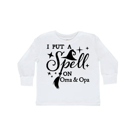

Inktastic I Put a Spell on Oma and Opa Witch Hat and Broom Gift Toddler Boy or Toddler Girl Long Sleeve T-Shirt