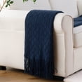 thumbnail image 6 of Navy Blue Throw Blanket For Bed,Lightweight Knit Blue Blanket,Navy Throws with Tassels,50"x60", 6 of 8