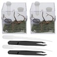 thumbnail image 1 of 2 Sets Jumping Spider Enclosure Box Spider Habitat Box Acrylic Insects Feeding Case with Tools, 1 of 3