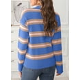 thumbnail image 6 of DOKOTOO Women Sweater Cardigans Stripe Color Block Lightweight Open Front Soft Cropped Sweater Sky Blue L US12-14, 6 of 8