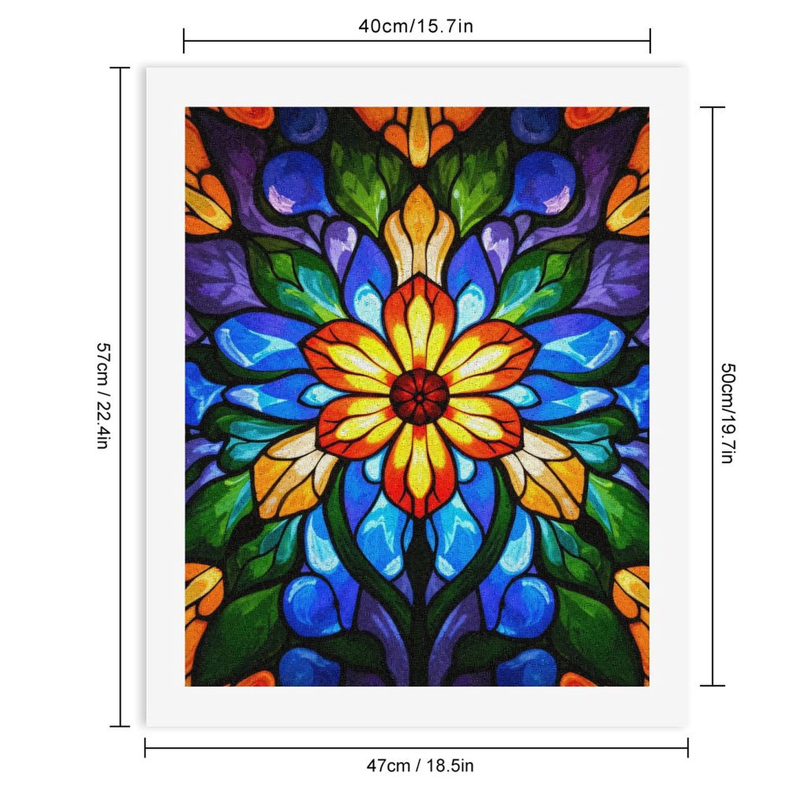 Paint by Numbers Kit for Adults, Colorful Stained Glass Floral Pattern Paint by Numbers, Easy Paint by Numbers Kit for Adults Beginner, DIY Adult Paint by Number Kits on Canvas, Home Decor