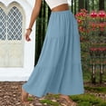 thumbnail image 2 of Omexry Dresses for Women Women Summer Solid Color Casual Long Skirt with High Waist Elegant Pleated Skirt Waist Belt Pocket Skirt Light Blue M, 2 of 7