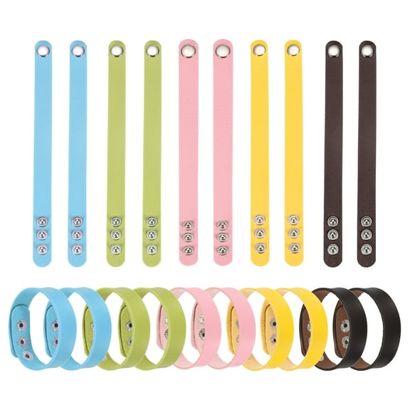 Uxcell 20 Pcs Plain Leather Bracelets Leather Snap Bracelets Adjustable Blank Wrist Cuffs DIY Craft Wristbands for Men Women Jewelry Making, Mixed Colors