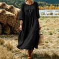 thumbnail image 7 of Edvintorg Flowy Dresses for Women Crew Neck 3/4 Sleeve Loose Casual Long Dress Woman Clothes S-2XL Black, 7 of 7