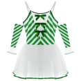 thumbnail image 3 of YONGHS Womens Candy Cane Leotard Tutu Dress with Gloves Christmas Holiday Party Elf Outfits Green 4XL, 3 of 5