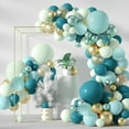 thumbnail image 2 of JTWEEN Ensemble de 133 Pcs Guirlande de Ballons Sarcelle Foncé avec Arche, Ballons Bleu Vert à Double Rembourrage, Ensemble de Ballons Turquoise Pailletés Réutilisables avec Papillon, Latex, Ballons Métalliques Dorés, 2 of 9