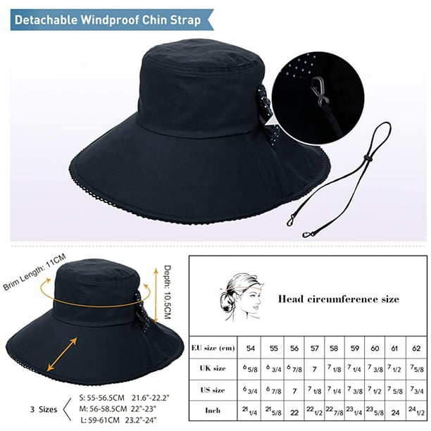 Womens Sun Protection Hats Summer Gardening Fishing Hiking Shade Hat SPF 50  Wide Brim Packable Small Navy