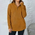 thumbnail image 2 of Quarter Zip Pullover Women Casual Fall Collared Zip Mock Neck Sweatshirt 1/4 Zipper Ribbed Knit Tunic Tops with Pocket, 2 of 9