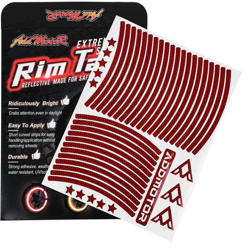 Addmotor 20" Bike Wheel Rim Stickers Stripes Reflective Decals Tape