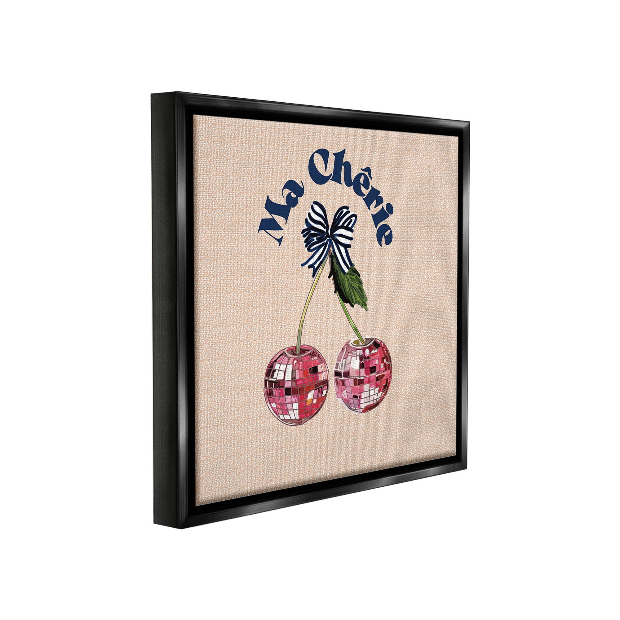 Stupell Industries Patterned Ma Cherie Food & Beverage Painting Black Floater Framed Canvas Art Print Wall Art, 25 x 25