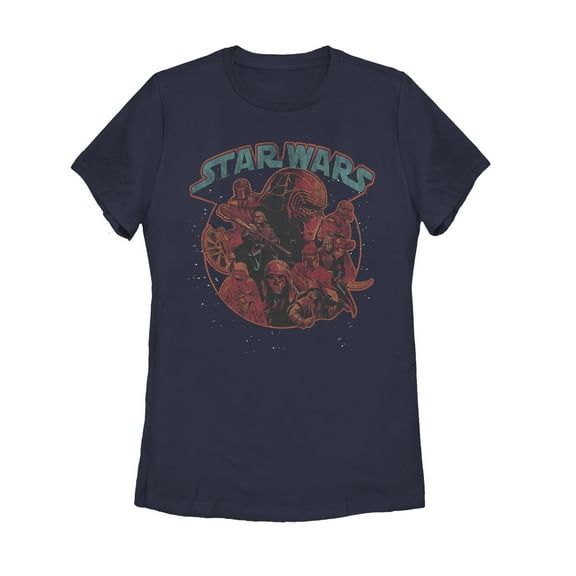 Women's Star Wars: The Rise of Skywalker Dark Side Stars Graphic Tee Navy Blue Small