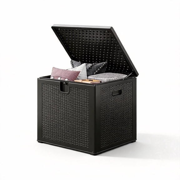Senfot 80 Gallon Lockable Resin Outdoor Deck Box Weatherproof UV Resistant Waterproof Storage Container Black