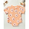 thumbnail image 2 of Suealasg Baby Girls Romper Short Sleeve Round Neck Flower Print Bodysuit Jumpsuit 3M 6M 12M 18M 24M Newborn Girls Summer Casual Clothes, 2 of 6