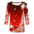 thumbnail image 4 of Pntutb - Camiseta holgada con estampado de moda para mujer, blusa de manga 3/4 de longitud media, cuello redondo, tops casuales Pntutb Pntutb-5982, 4 of 4