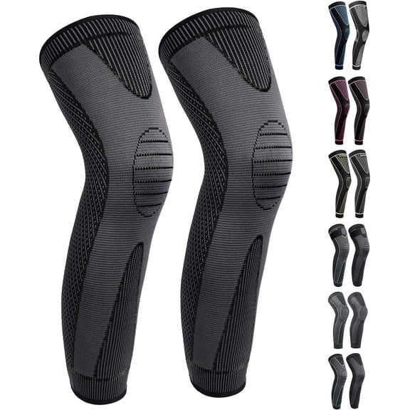 Full Leg Sleeves Long Compression Leg Sleeve Knee Sleeves Protect Leg, for Man Women Basketball, Arthritis Cycling Sport 01_black 2X-Large (1 Pair)