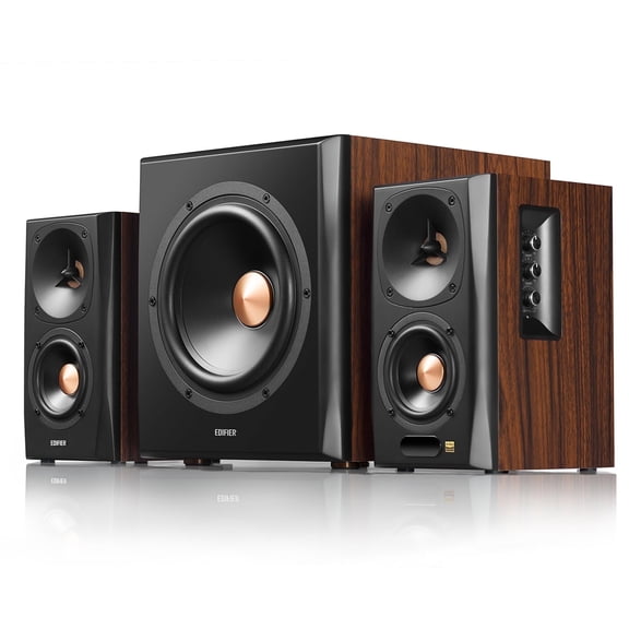 Restored Edifier S360DB Bookshelf Speaker and Subwoofer 2.1 Speaker System Bluetooth v4.1 - Wood (Refurbished)