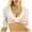 White, variant on Women's V-Neck Half Sleeve Lace Crop Top, Casual Sheer Floral Pattern Blouse with Multiple Color Options for Layering