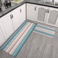 thumbnail image 2 of Pink and Blue Geometric Striped Pattern Kitchen Rugs Sets Of 2,Anti Fatigue Kitchen Mat Rugs Non Slip Washable,Decorative Kitchen Floor Mats for Kitchen,Sink,Laundry,17"x30"+17"x47", 2 of 7