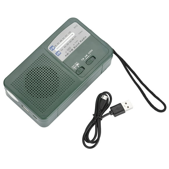 ZOUSSIQI Solar/Hand Crank Solar FM Radio 87.5-108MHz FM/522-1650KHz AM Solar Hand Crank Radio - Green EL225#58934