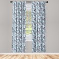 thumbnail image 3 of Ambesonne Floral Curtains, Tattoo Like Flower Motifs, Pair of 28"x95", Soft Blue Dark Maroon, 3 of 5