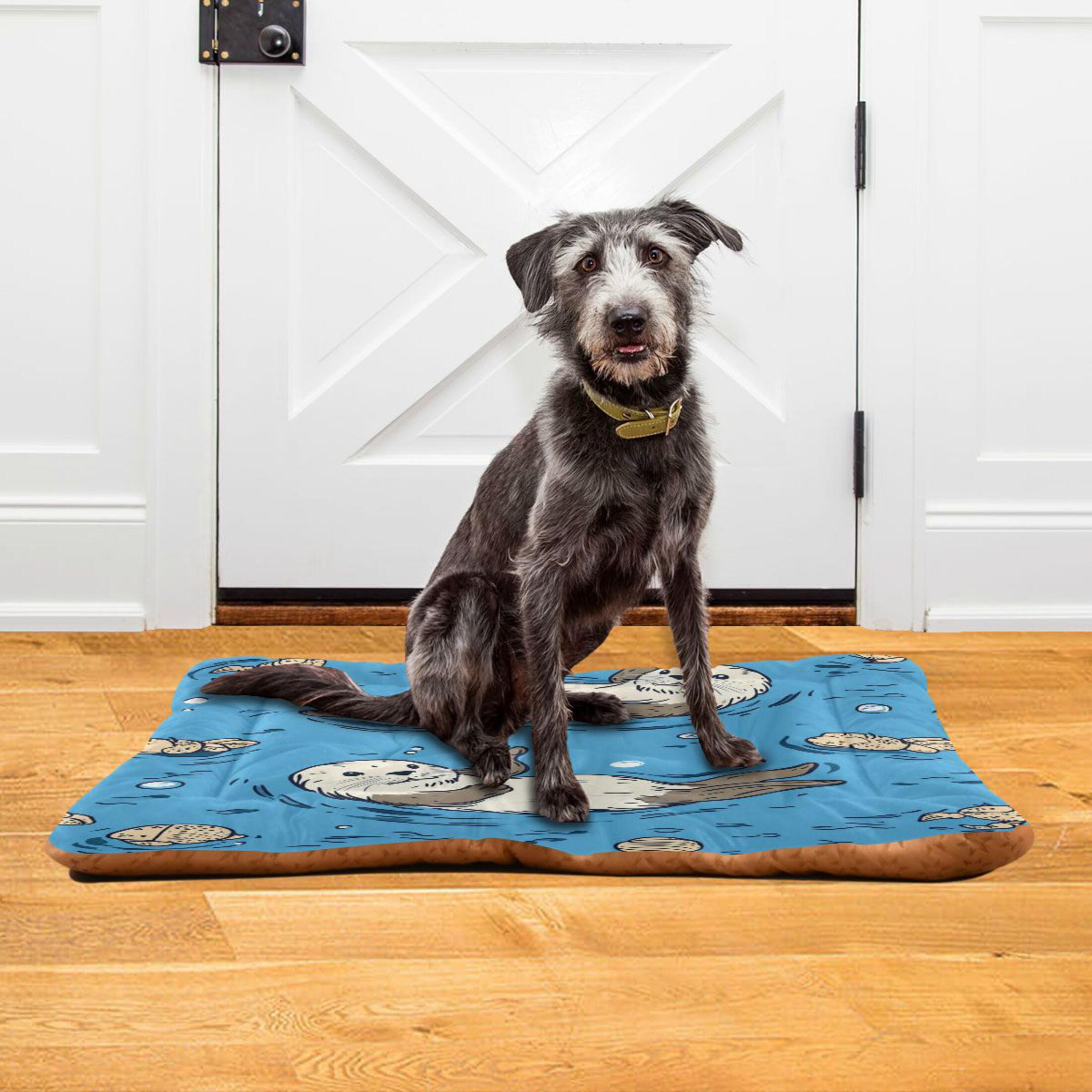 Qxltty Cute Otter Pattern Ped Pad Wear-resistant and Hard to Bite Through Sleeping Pad for Small Medium Large Dogs Winter Pet Bed 36×24in