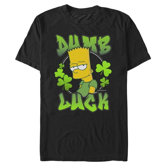 Mens The Simpsons Bart Shamrock Luck T Shirt