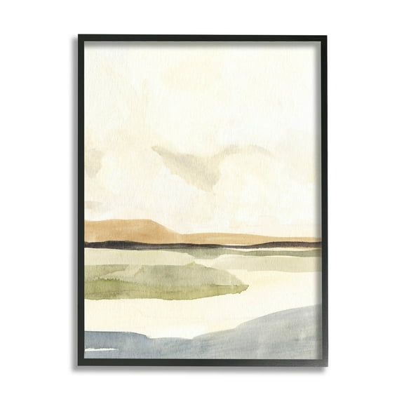 Stupell Industries Scenic River Landscape Sky Painting Black Framed Art Print Wall Art, Design by Annie Warren