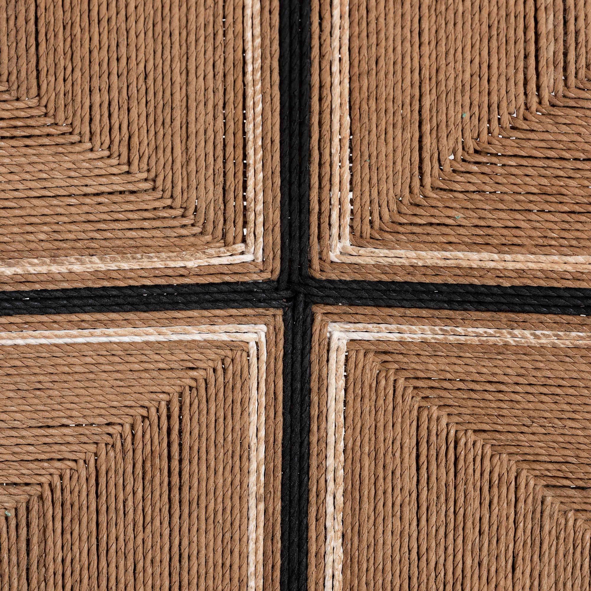 bali & pari Prita Bohemian Paper Loom and Natural Mahogany Wood 2-Piece Counter Stool Set