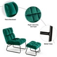 thumbnail image 5 of Mcombo Velvet Accent Chair with Ottoman, Metal Legs Club Chair for Living Room 0014 (Dark Green), 5 of 8
