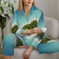 thumbnail image 4 of Wukai Paradise Island Print Women's Pajama Set - Soft Long Sleeve Sleepwear for Comfort and Style-Large, 4 of 9