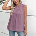 thumbnail image 5 of FDGIU Women's Ruffle V Neck Eyelet Sleeveless Tank Top, Loose Babydoll Curved Hem Summer Casual Camisole Blouse, 5 of 8