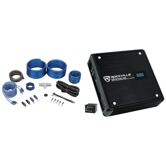 Rockville KRYPTON-M0 1400w Peak/350w RMS Mono 1 Ohm Car Amplifier Remote Amp Kit