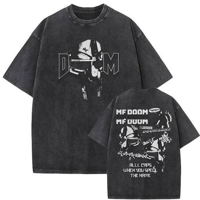 Camiseta con estampado gráfico de comida para hombres y mujeres, ropa de calle informal de gran tamaño, lavada, Vintage, rapero Mf Doom MM, Hip Hop, moda