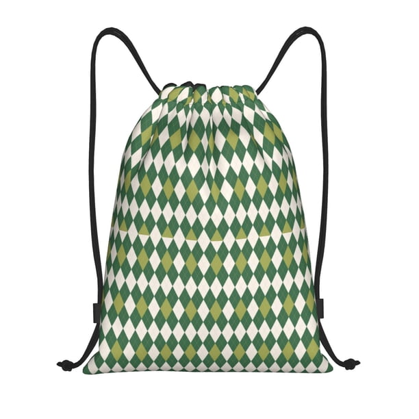Fotbe Light Green Squares Bolsa Mochila con Cordón Estampada, Bolsa de Gimnasio Deportiva, Bolsa Cinch, Bolsa con Cordón para Hombres y Mujeres-Medium