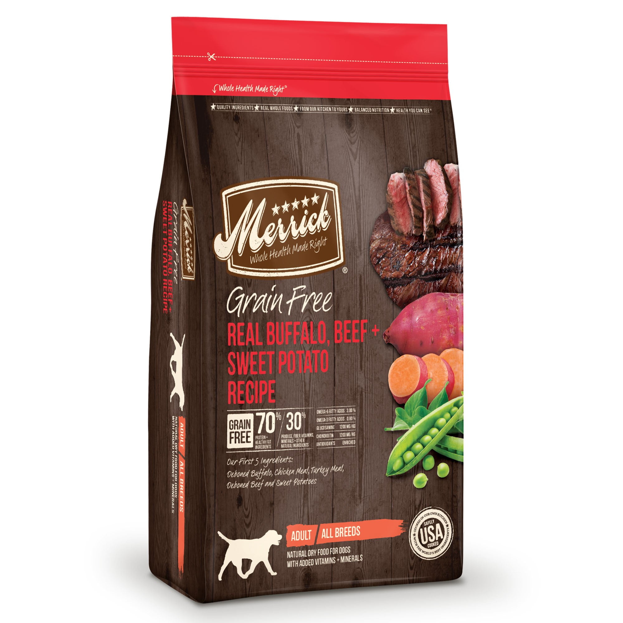 Merrick Grain-Free Real Buffalo, Beef & Sweet Potato Recipe Dry Dog Food, 22 Lb
