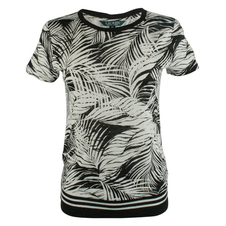 Women's Petite Palm Linen Blend Shirt-B-PXS