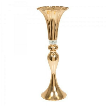 Metal Mermaid Flower Top Centerpiece with Crystal 17¼" - Gold