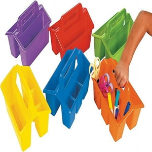 Fun Express Table Caddy Storage Baskets - Set of 6 - Stack for Easy Storage - Basket has 4 Compartments - Classroom Caddies for Teachers and Daycare Supplies - VBS Vacation Bible School Supplies/Decor