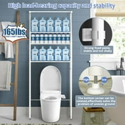 Over The Toilet Storage HONEIER 3 Tier Bathroom Shelf with Towels Hanging Rod, 62*24 inch Metal Bathroom Organizer Storage Rack, White
