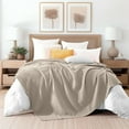 thumbnail image 3 of Elegant Comfort Cotton Waffle Blanket, Lightweight All-Season Bed Blanket,Full Size 88x88 Inches, Linen, 3 of 5