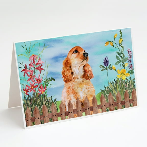 Cocker Spaniel Spring Greeting Cards and Envelopes Pack of 8
