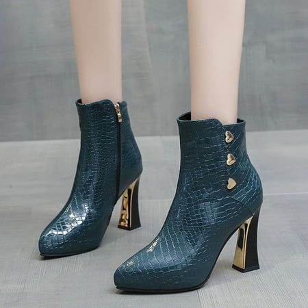 

Heels Color Retro Toe Short Shoes Women Booties Solid Zipper Pointed Women s Boots Boots Women 8 Cute Boots for Women Fall Boots for Women Low Heel Women s Boots & Booties Lug Sole Women Boots Wide