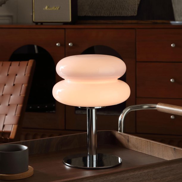 Lámpara de Hongo para Dormitorio, Lámpara Moderna de Mediados de Siglo para Mesita de Noche, Lámparas Pequeñas de Cabecera Retro Regulables con Forma de Tarta de Huevo, Decoración Única de