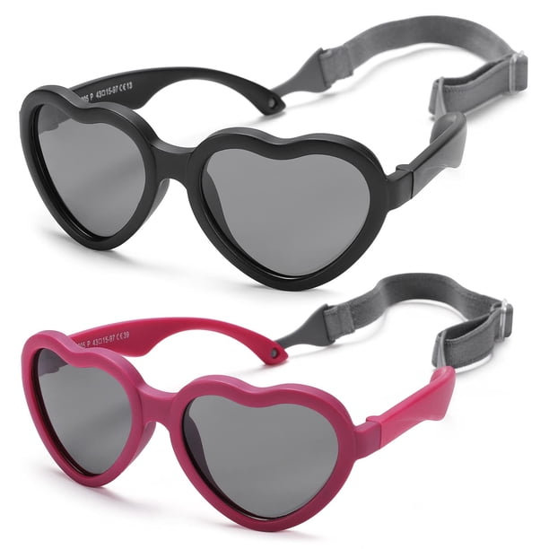 Lentes de sol NULOOQ flexibles para bebé en forma de corazón, polarizados, 0-24 meses