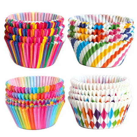 

Cupcake Baking Paper Cups Muffin Cupcake Liners Colorful Rainbow Combo Disposable Baking Cups Set Standard Size Pack of 400